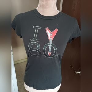 Mighty Fine – I Love the 80s Rock Graphic Tee Black Retro Y2K